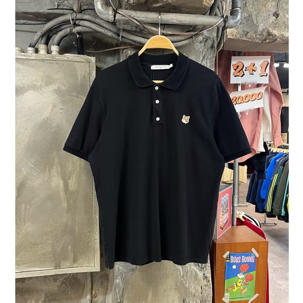 메종키츠네 카라 반팔티 블랙 XL #csz3354