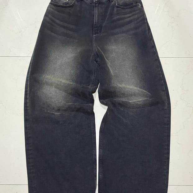 비바스튜디오 와이드 워싱 흑청