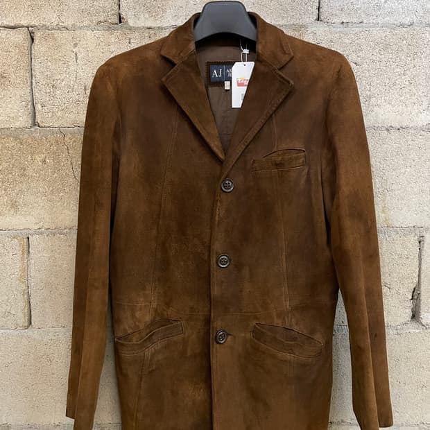 아르마니 진스 스웨이드 블레이저 자켓