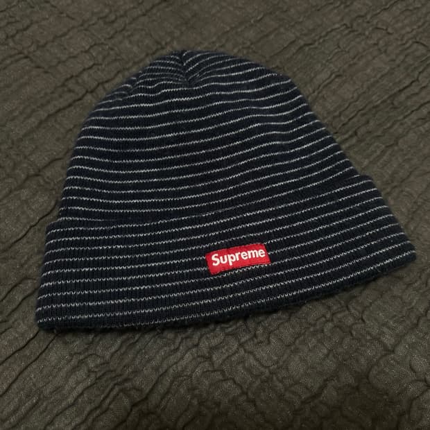 F) 2013FW Supreme Striped Beanie Navy