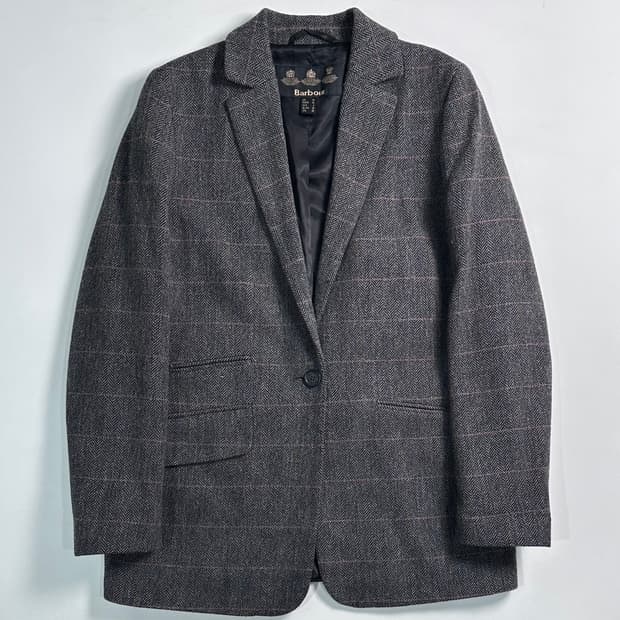 바버 헤링본 울 블레이저