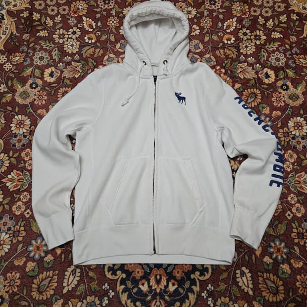 아베크롬비 앤 피치 클래식 자수 로고 후드집업 (화이트) XL 머슬핏