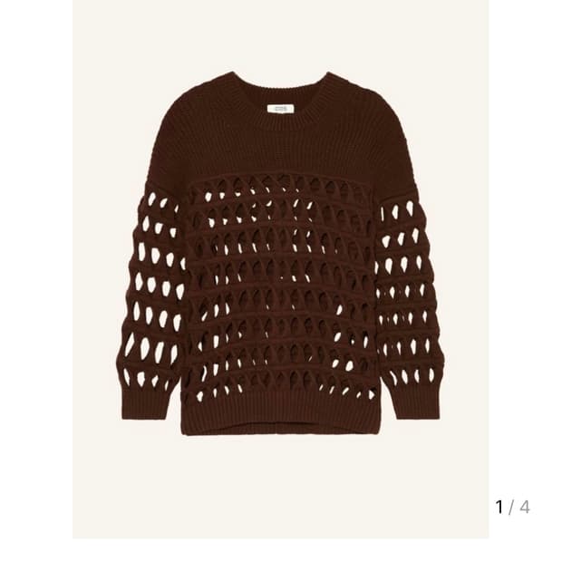 COS 브라운 니트 스웨터 케이블 패턴 울오버 XS