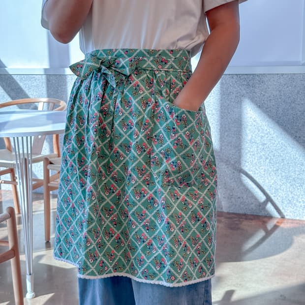 🌼💚빈티지 산딸기 플라워 하프 에이프런🍓🌿