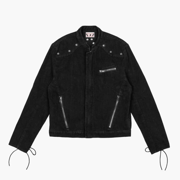 러프넥 빈티지 데님 라이더 자켓