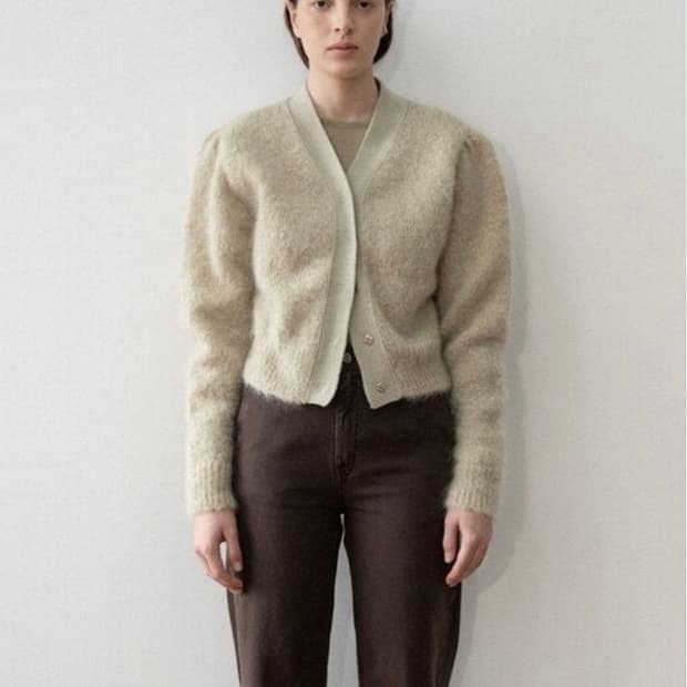 아모멘토 그랜마 가디건 모헤어 올리브