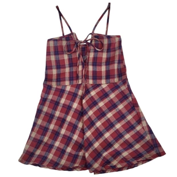 빈티지 백리본 타이 체크 ops red