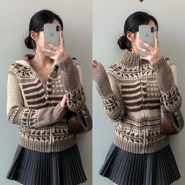 폴로 진스 성조기 코위찬 니트 집업