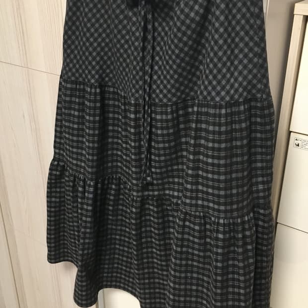 히피디피 모리걸 체크 롱스커트_브라운