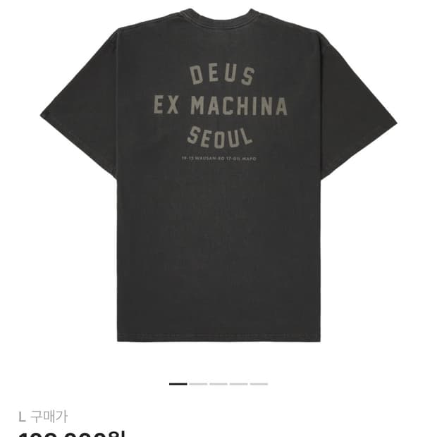데우스엑스마키나 DEUS 빈티지 워시드 서울 반팔 티셔츠 차콜 L