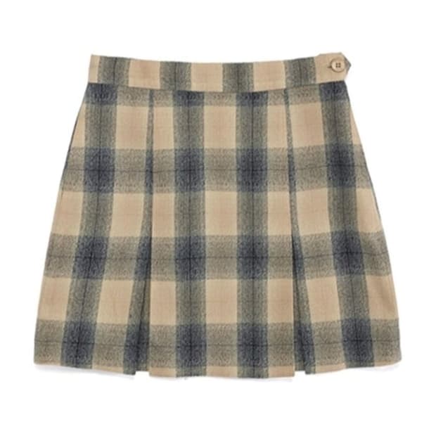 미스치프 플리츠 체크 스커트