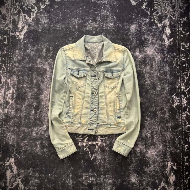 “GUESS” stud detail blue jacket