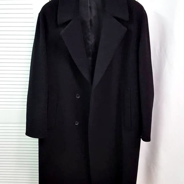 Tngt 남성 세미오버핏 캐시미어 핸드메이드 로브 코트 블랙