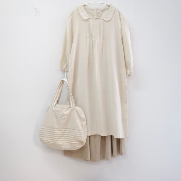 Oatmeal round collar one-piece