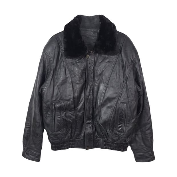 빈티지 리얼 레더 퍼 칼라 덕다운 자켓 XL