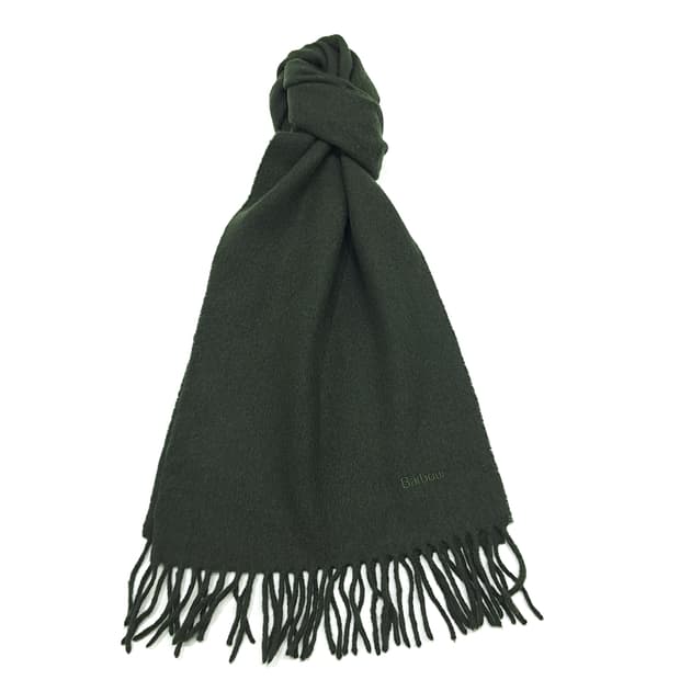 MX246 바버 다크그린 자수 램스울 목도리 머플러