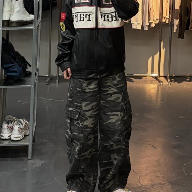 빈티지 페라리 레이싱 가죽 재킷 A2413