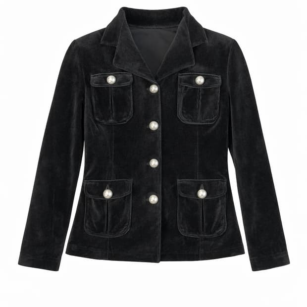 Deux Concept Labo 벨벳 블랙 진주 버튼 자켓 1797