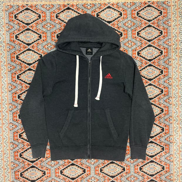 아디다스 삼각로고 차콜 기모 후드집업 남성95