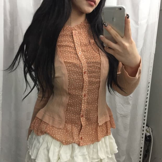 JPN Vintage 히메갸루 하구미 자몽 레이어드 블라우스