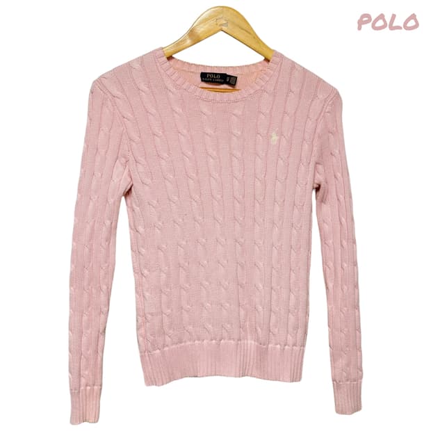 3774 폴로 랄프로렌 핑크 꽈베기 케이블니트