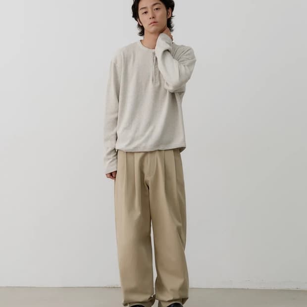 노운 와이드 치노팬츠 (베이지, 2)