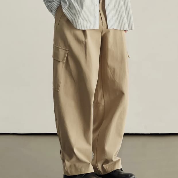 (L) 데일리룸 X 로템버 벌룬 레그 밀 와이드 카고 팬츠 베이지