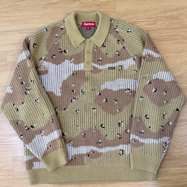 슈프림 스몰 박스 폴로 스웨터 데저트 카모 / M