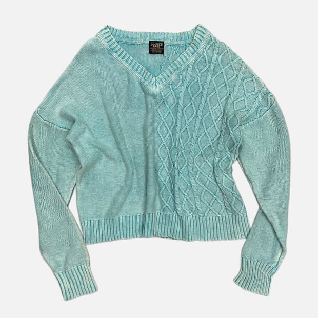 washed blue crop knit
