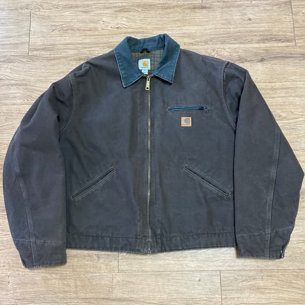 [XL] 빈티지 칼하트 샌드스톤 디트로이트 자켓 J97 / 다크 브라운