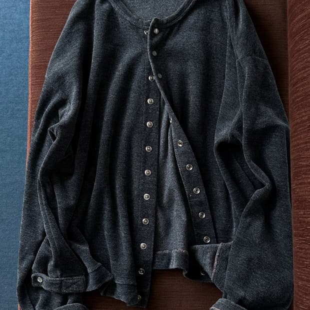 Cotton poly terry crewneck cardigan jack