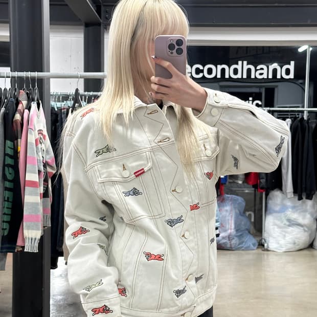 아이스크림 러닝 도그 화이트 데님 자켓