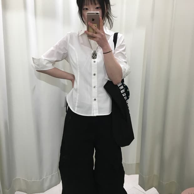 y2k 화이트 슬림 셔츠
