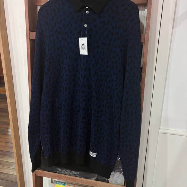 J48 와코마리아 레오파드 자카드 폴로 셔츠 