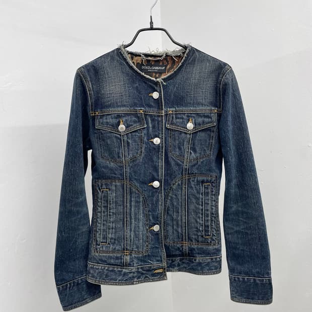 돌체앤가바나 러프 절개 데님 자켓 