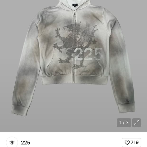 [새상품] 225 워시드 드래곤 크롭 후드집업