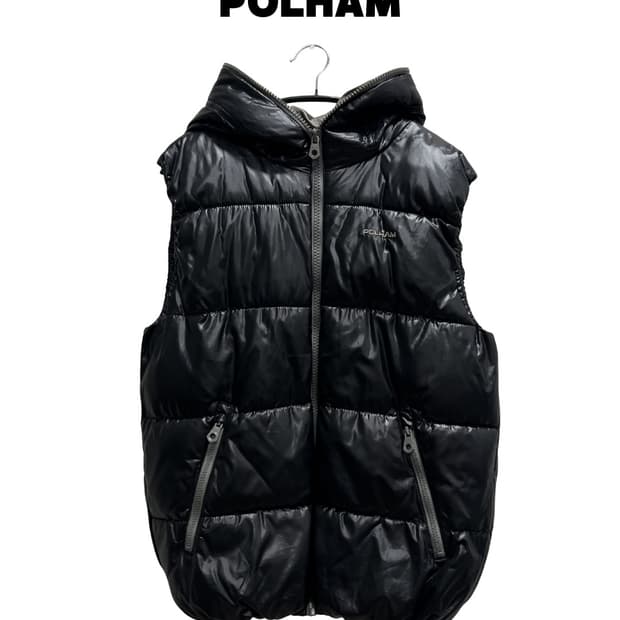 폴햄 유광 솜패딩 조끼 블랙