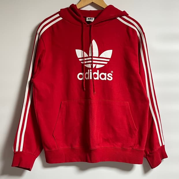 공용 아디다스 빅로고 트레포일 후드 티셔츠 Free