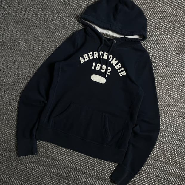 아베크롬비 y2k 우먼스 자수 후드 티셔츠 네이비 y 5044