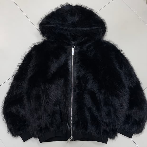 빈티지 후드 퍼 가죽 자켓