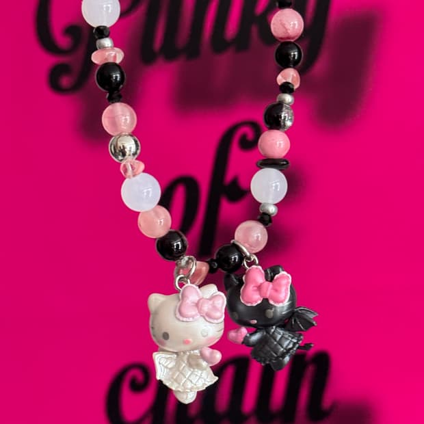 angel devil hellokitty 원석 목걸이
