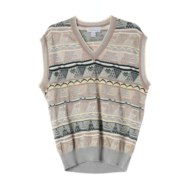 Victor Kent 에스닉 패턴 코튼 니트 베스트 M