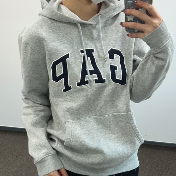 GAP 갭 블랙로고 그레이후드티