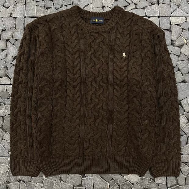 폴로 브라운 트위스트 니트 L
