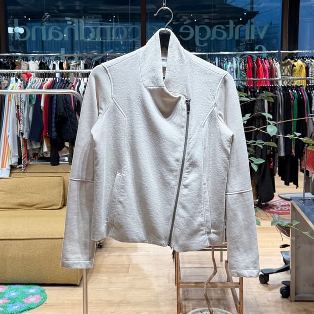 헬무트랭 아이보리 넥 집업 코튼 자켓 