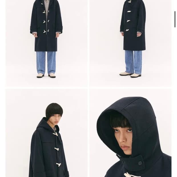 파르티멘토 떡볶이 더플 롱 코트 네이비