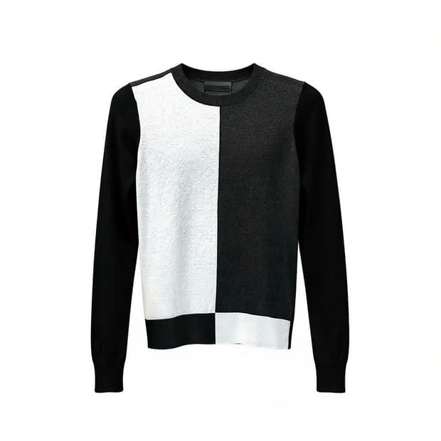 DIESEL 디젤 블랙골드 모노톤 블럭 패턴 니트 소매배색 디테일