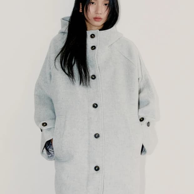 Oafish 리치 울 하프코트 (Gray)