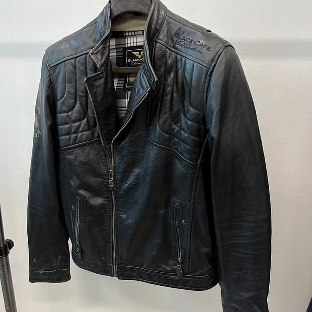 105) 블랙카페 바이커 가죽자켓 
