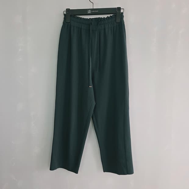 [SYSTEM] 시스템 한섬 다크그린 밴딩 와이드 팬츠 여성 F